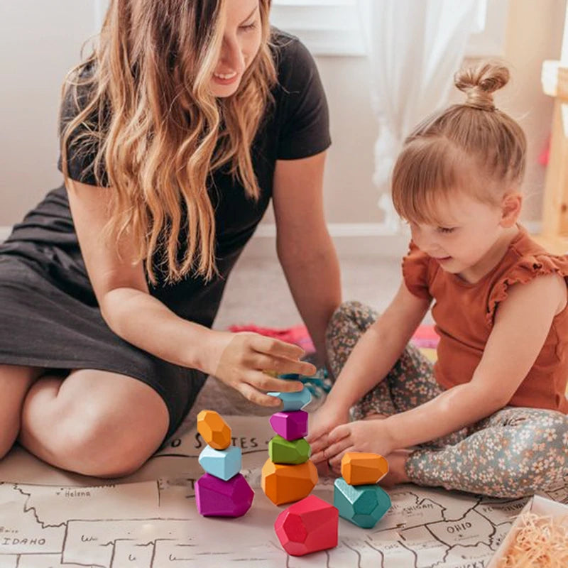 Wood Rainbow Stones Block Toy