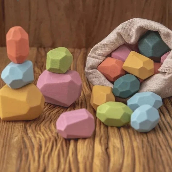 Wood Rainbow Stones Block Toy