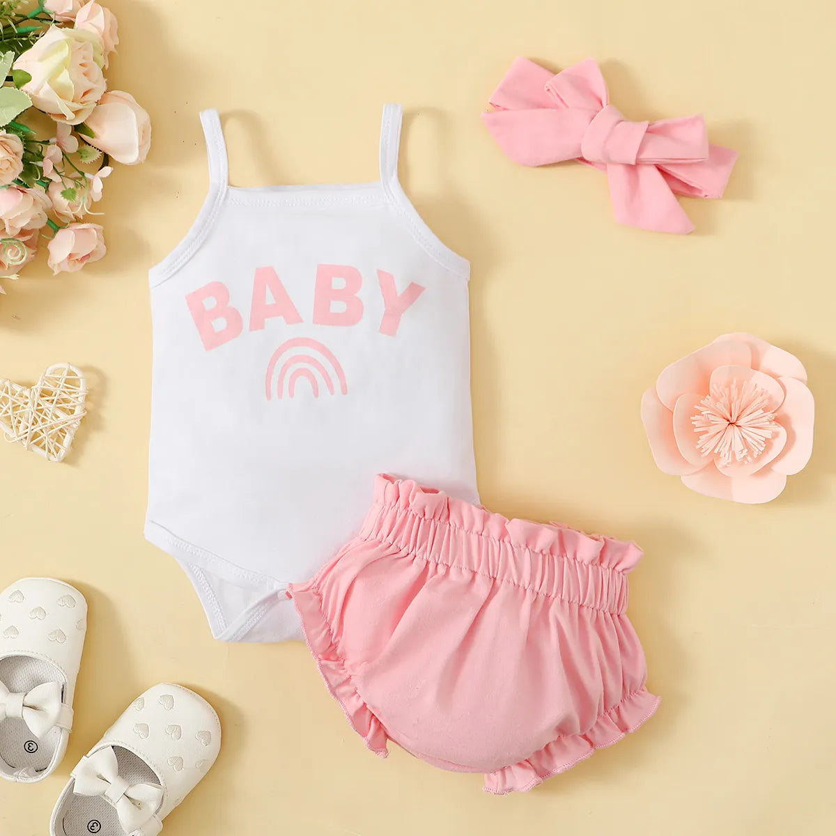 Baby girl pink shorts cute suit